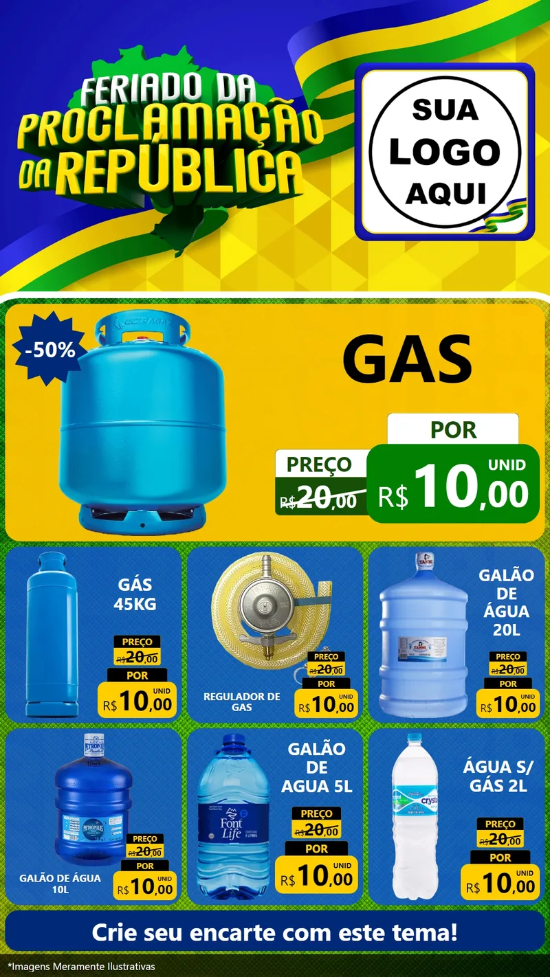 Modelo de Rede Social para Stories com o tema Feriado da Proclamação da República para Água e gás