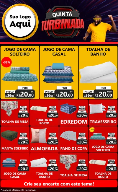 Modelo de Encarte para Encarte Grande com o tema Quinta Turbinada para Cama, Mesa e Banho