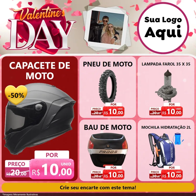 Modelo de Rede Social para Feed Facebook com o tema Valentine's Day para Moto peças