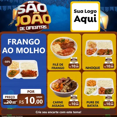 Modelo de Rede Social para Feed Facebook com o tema São João Ofertas Imbatíveis! - Junina para Restaurante