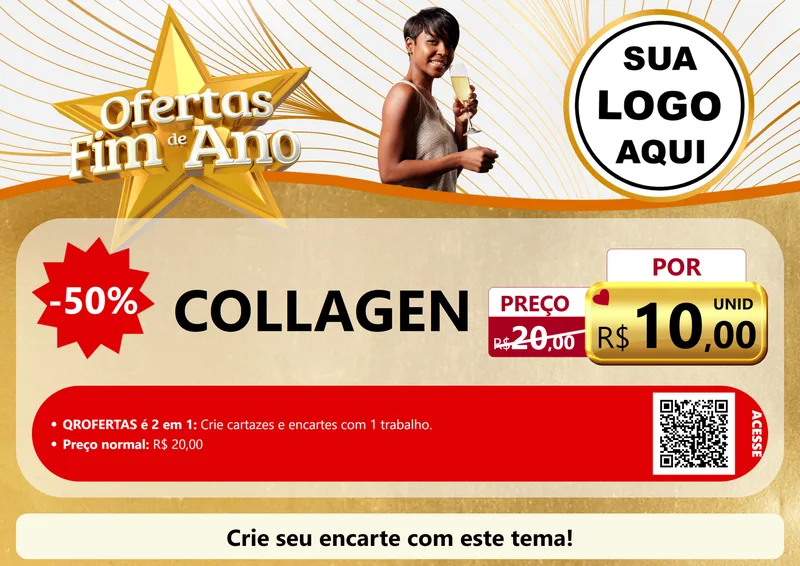 Modelo de Cartaz para Cartaz A4 Horizontal com o tema Ofertas Fim de Ano para Suplementos alimentares