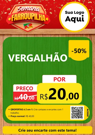 Modelo de Cartaz para Cartaz A4 Vertical com o tema Semana Farroupilha para Ferragens