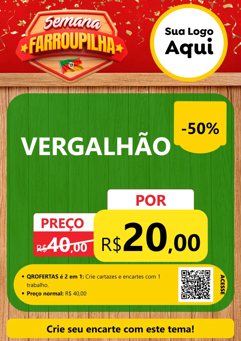 Modelo de Cartaz para Cartaz A4 Vertical com o tema Semana Farroupilha para Ferragens