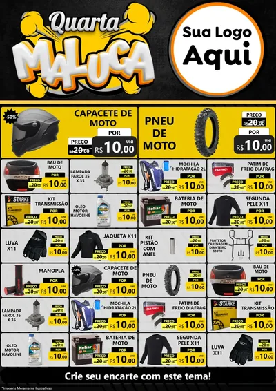 Modelo de Encarte para Encarte A4 Vertical com o tema Quarta Maluca para Moto peças
