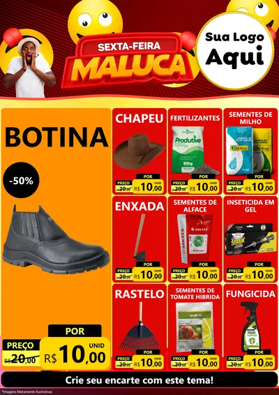 Modelo de Encarte para Encarte A4 Vertical com o tema Sexta-feira Maluca para Agropecuária