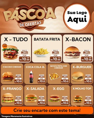 Modelo de Rede Social para Feed Instagram com o tema Páscoa de Ofertas para Hamburgueria