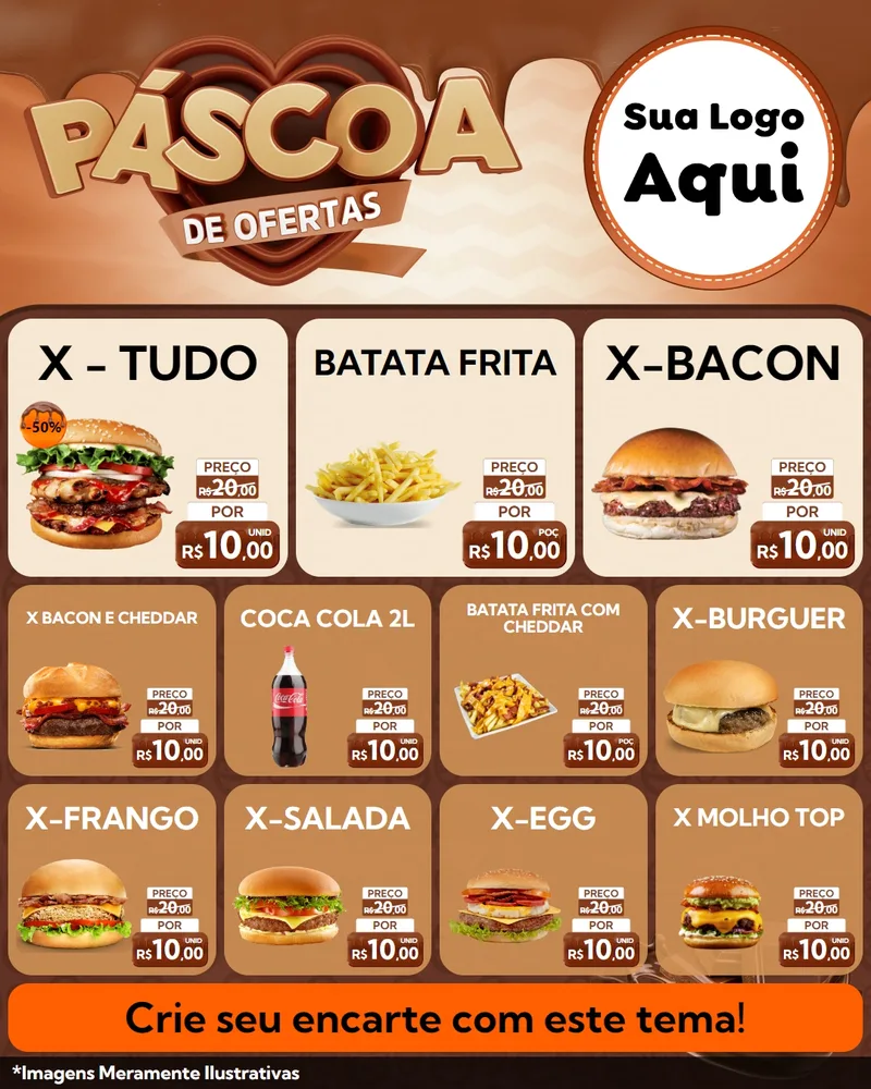 Modelo de Rede Social para Feed Instagram com o tema Páscoa de Ofertas para Hamburgueria