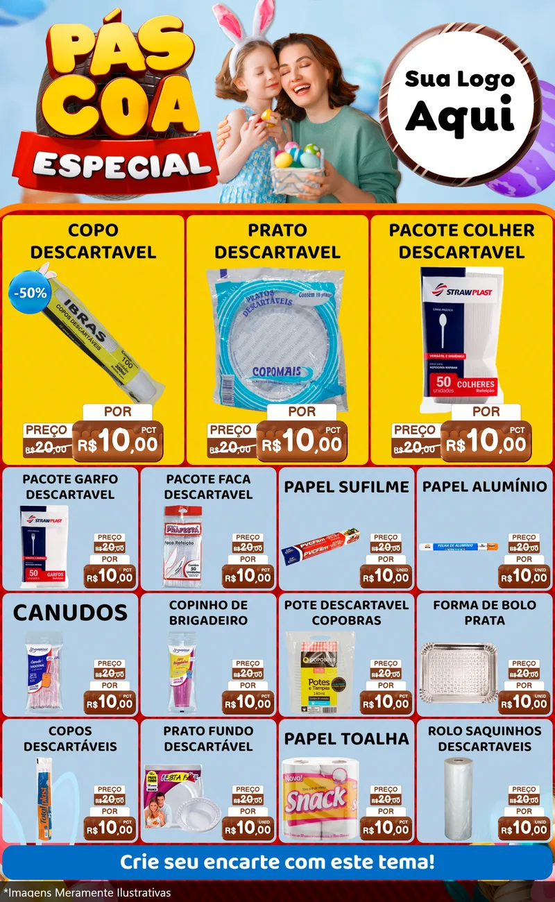 Modelo de Encarte para Encarte Grande com o tema Páscoa Especial para Embalagens