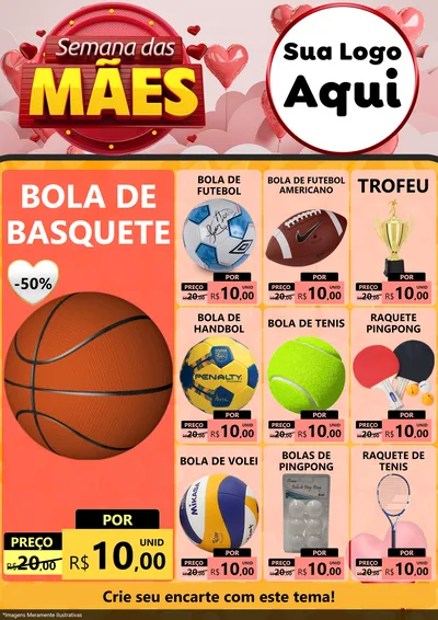 Modelo de Encarte para Encarte A4 Vertical com o tema Semana das Mães para Artigos Esportivos