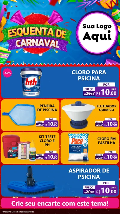 Modelo de TV para TV Vertical com o tema Esquenta de Carnaval para Produtos para Piscina