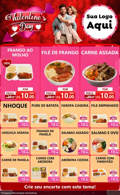 Modelo de Encarte para Encarte Grande com o tema Valentine's Day para Restaurante