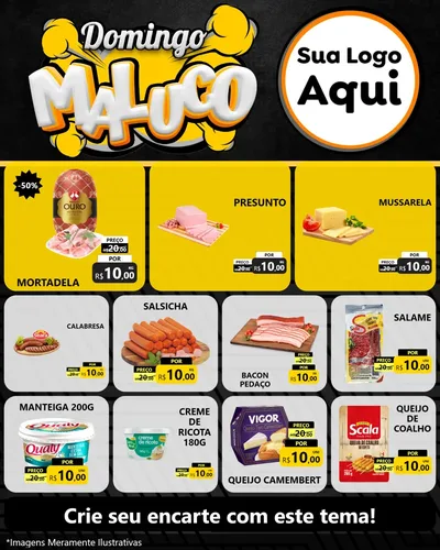 Modelo de Rede Social para Feed Instagram com o tema Domingo Maluco para Frios e Laticínios