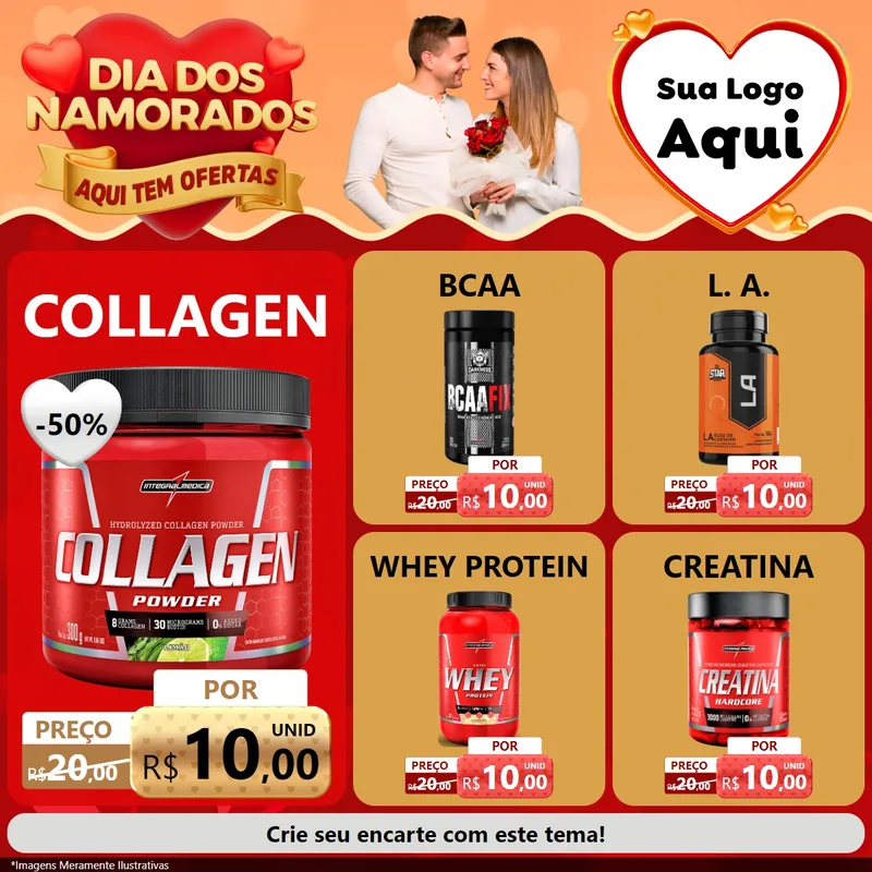 Modelo de Rede Social para Feed Facebook com o tema Dia dos Namorados - Aqui Tem Ofertas para Suplementos alimentares