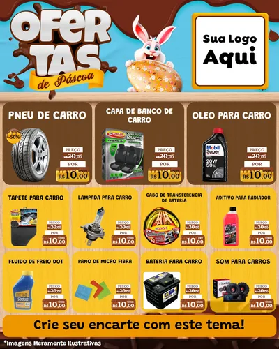 Modelo de Rede Social para Feed Instagram com o tema Ofertas de Páscoa para Auto peças