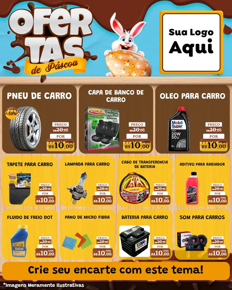 Modelo de Rede Social para Feed Instagram com o tema Ofertas de Páscoa para Auto peças