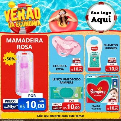 Modelo de Rede Social para Feed Facebook com o tema Verão da Economia para Bebês