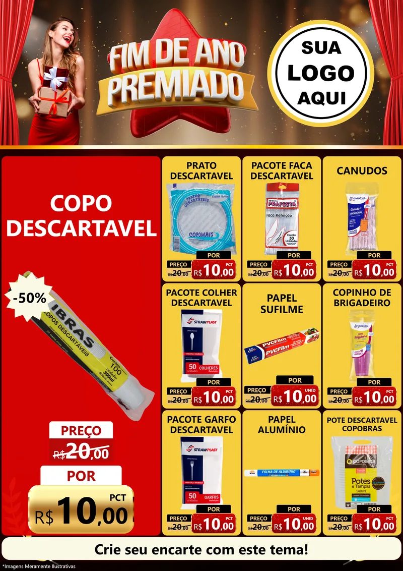 Modelo de Encarte para Encarte A4 Vertical com o tema Fim de Ano Premiado para Embalagens