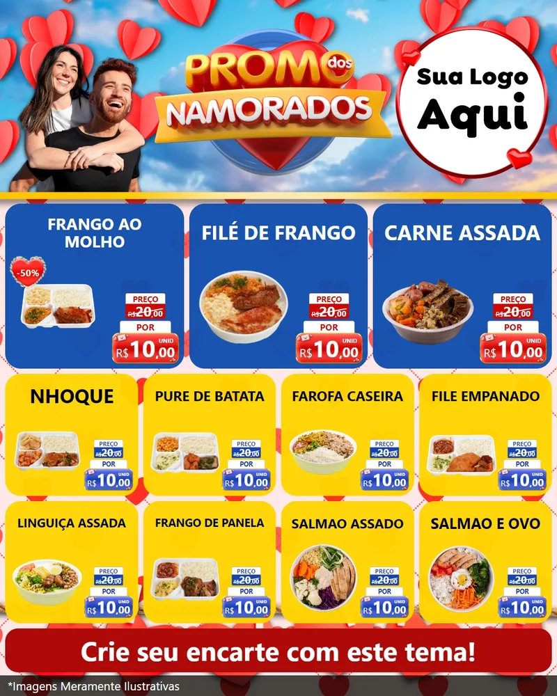 Modelo de Rede Social para Feed Instagram com o tema Promo dos Namorados para Restaurante
