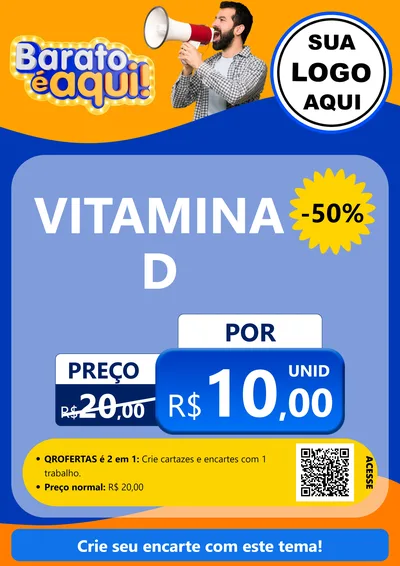 Modelo de Cartaz para Cartaz A4 Vertical com o tema Barato é aqui para Farmácia