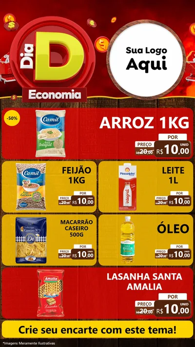 Modelo de TV para TV Vertical com o tema Dia D Economia para Supermercado