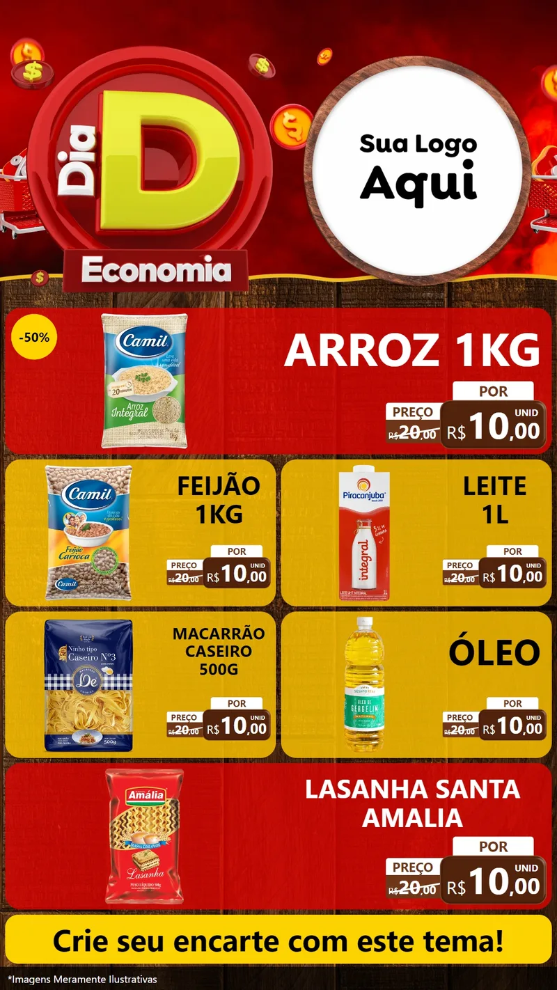 Modelo de TV para TV Vertical com o tema Dia D Economia para Supermercado