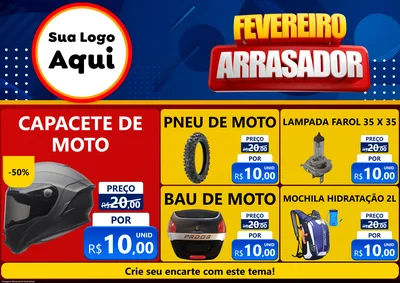 Modelo de Encarte para Encarte A4 Horizontal com o tema Fevereiro Arrasador para Moto peças