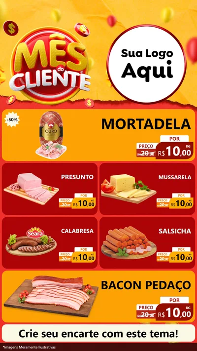 Modelo de TV para TV Vertical com o tema Mês do Cliente para Frios e Laticínios