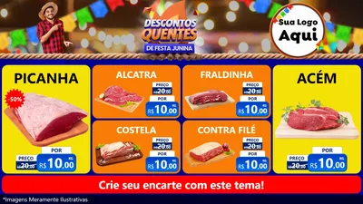 Modelo de TV para TV Horizontal com o tema Descontos Quentes de Festa Junina para Açougue