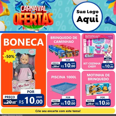 Modelo de Rede Social para Feed Facebook com o tema Carnaval de Ofertas para Brinquedos