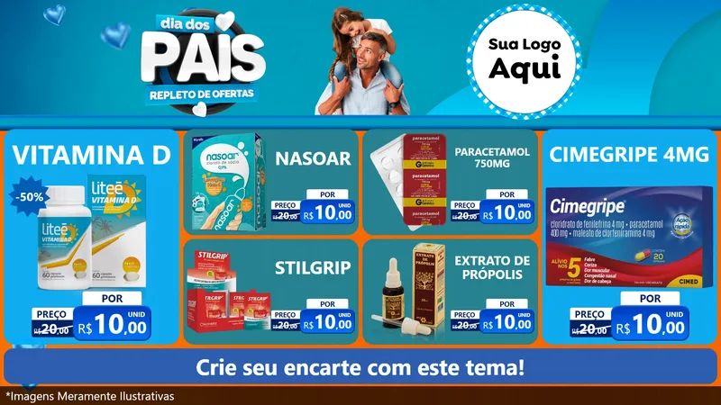 Modelo de TV para TV Horizontal com o tema Dia Dos Pais Repleto de Ofertas para Farmácia