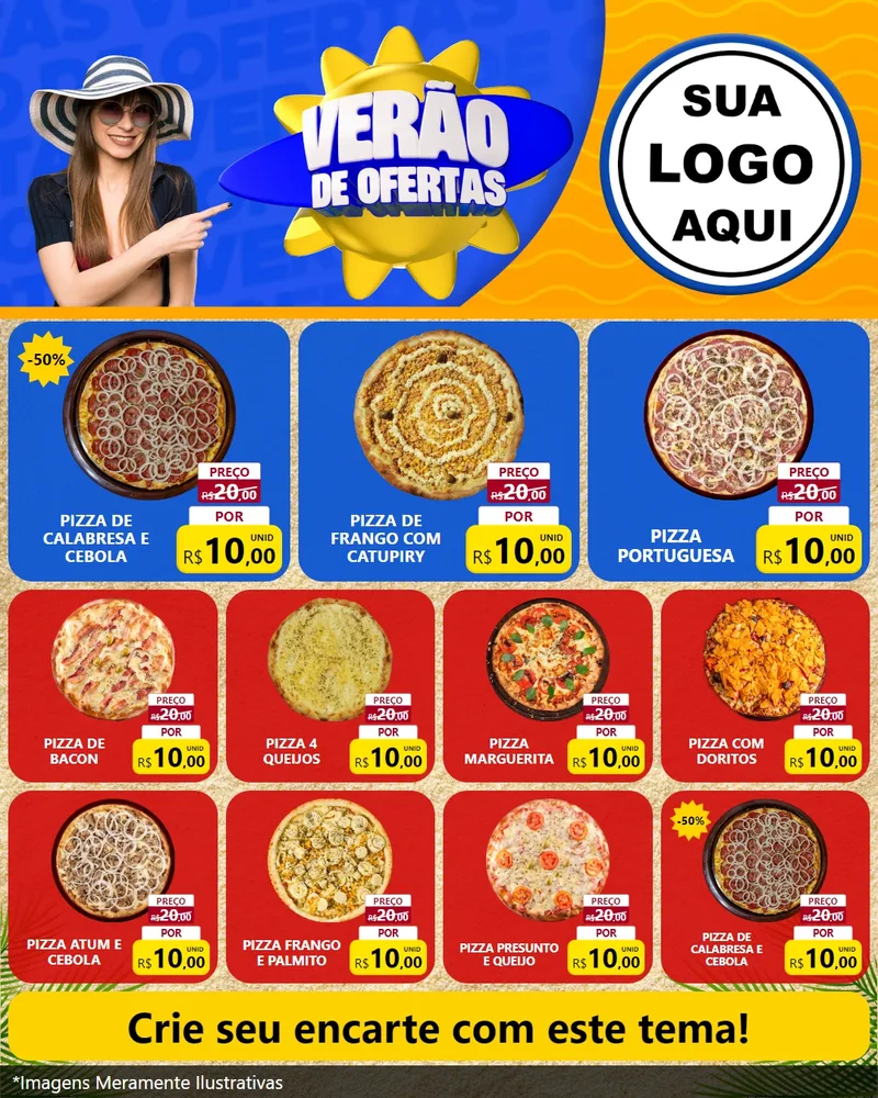 Modelo de Rede Social para Feed Instagram com o tema Verão de Ofertas para Pizzaria