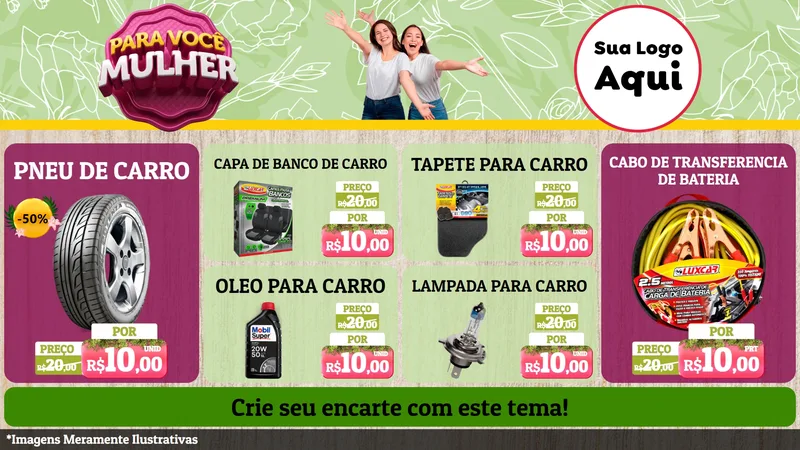 Modelo de TV para TV Horizontal com o tema Para Você Mulher para Auto peças