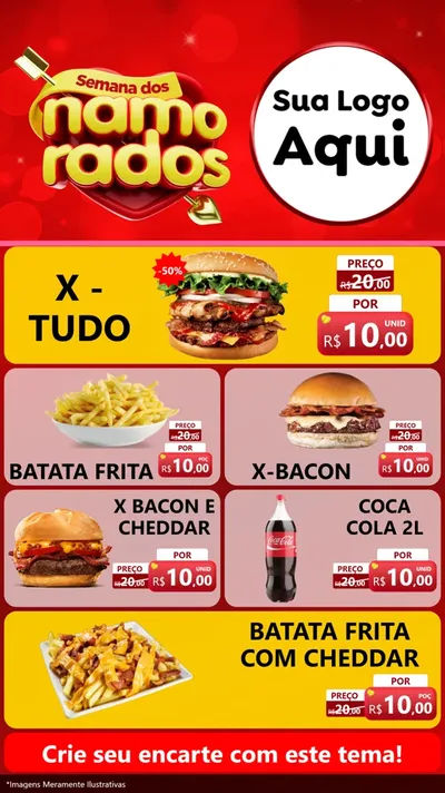 Modelo de TV para TV Vertical com o tema Semana dos namorados para Hamburgueria