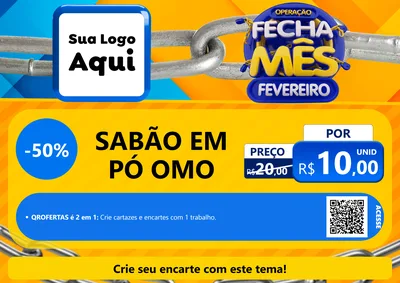 Modelo de Cartaz para Cartaz A4 Horizontal com o tema Operação Fecha Mês Fevereiro para Produtos de Limpeza