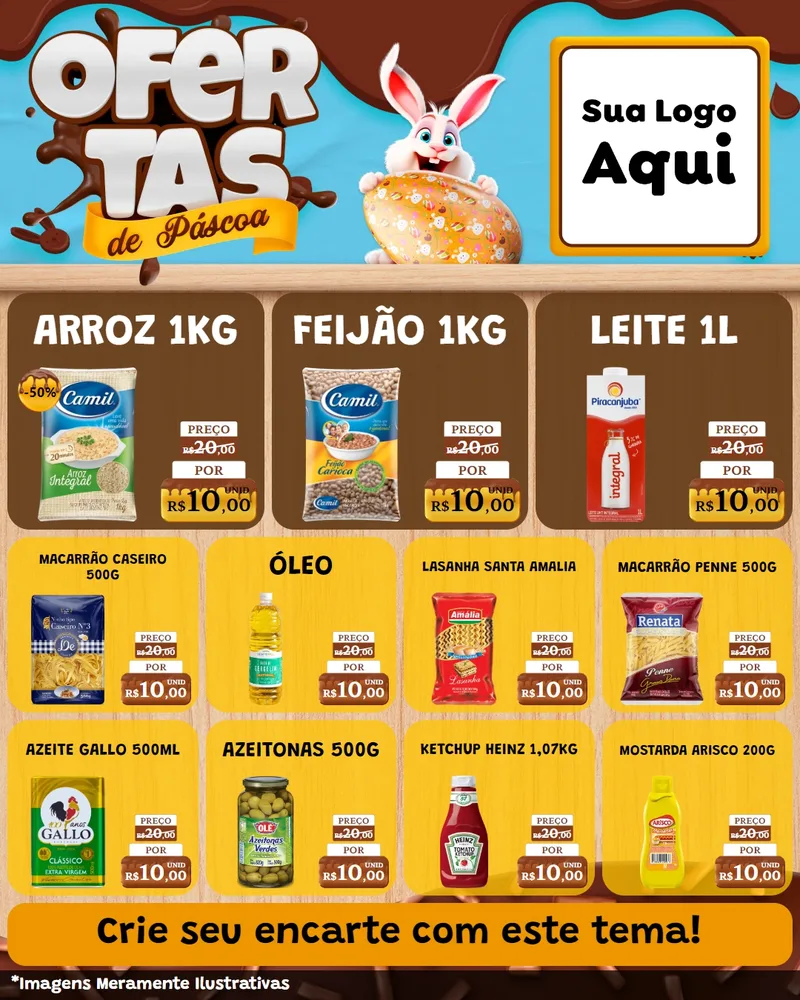 Modelo de Rede Social para Feed Instagram com o tema Ofertas de Páscoa para Supermercado