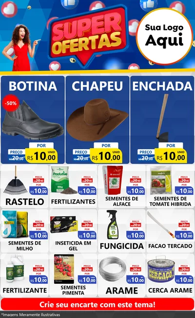 Modelo de Encarte para Encarte Grande com o tema Super Ofertas para Agropecuária