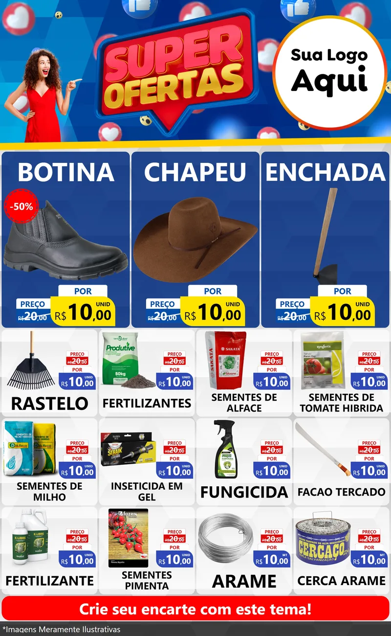 Modelo de Encarte para Encarte Grande com o tema Super Ofertas para Agropecuária