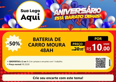 Modelo de Cartaz para Cartaz A4 Horizontal com o tema Aniversário para Baterias Elétricas