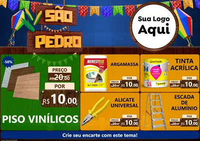 Modelo de Encarte para Encarte A4 Horizontal com o tema São Pedro para Material para Construção