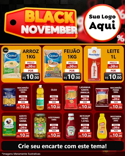 Modelo de Rede Social para Feed Instagram com o tema Black November para Supermercado
