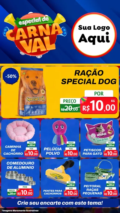 Modelo de Rede Social para Stories com o tema Especial de Carnaval para Pet Shop