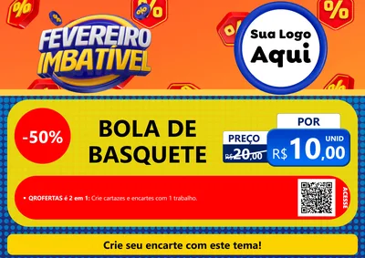 Modelo de Cartaz para Cartaz A4 Horizontal com o tema Fevereiro Imbatível para Artigos Esportivos