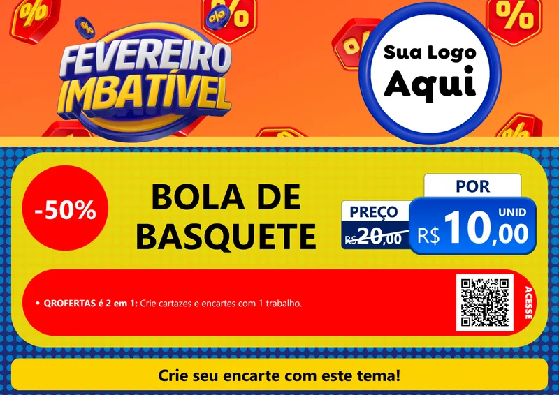Modelo de Cartaz para Cartaz A4 Horizontal com o tema Fevereiro Imbatível para Artigos Esportivos