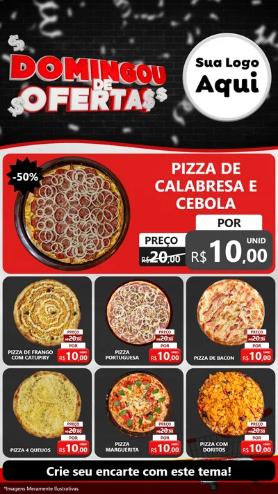 Modelo de Rede Social para Stories com o tema Domingou de Ofertas para Pizzaria