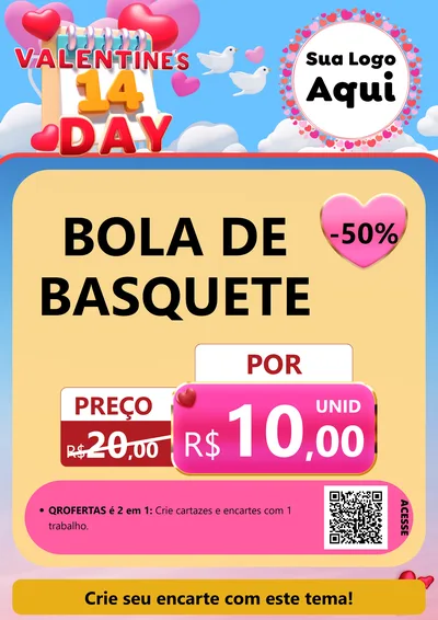 Modelo de Cartaz para Cartaz A4 Vertical com o tema Valentine's Day para Artigos Esportivos