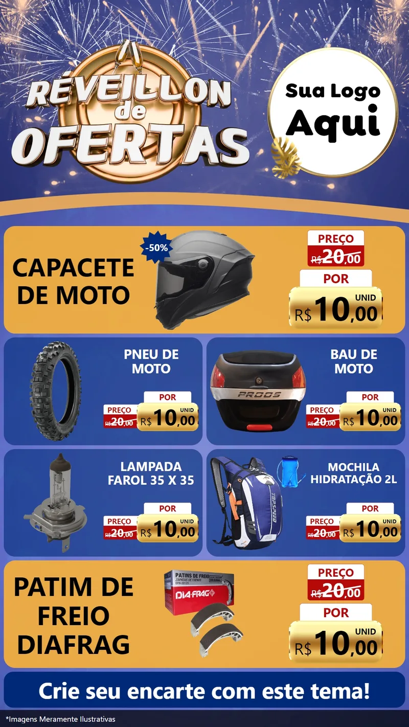 Modelo de TV para TV Vertical com o tema Réveillon de Ofertas para Moto peças