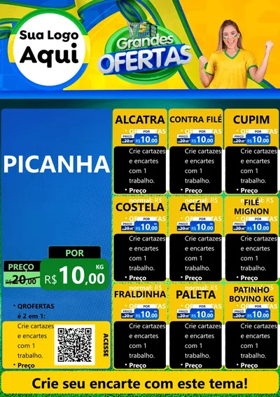 Modelo de Cartaz para Cartaz A4 Vertical com o tema Grandes Ofertas para Açougue