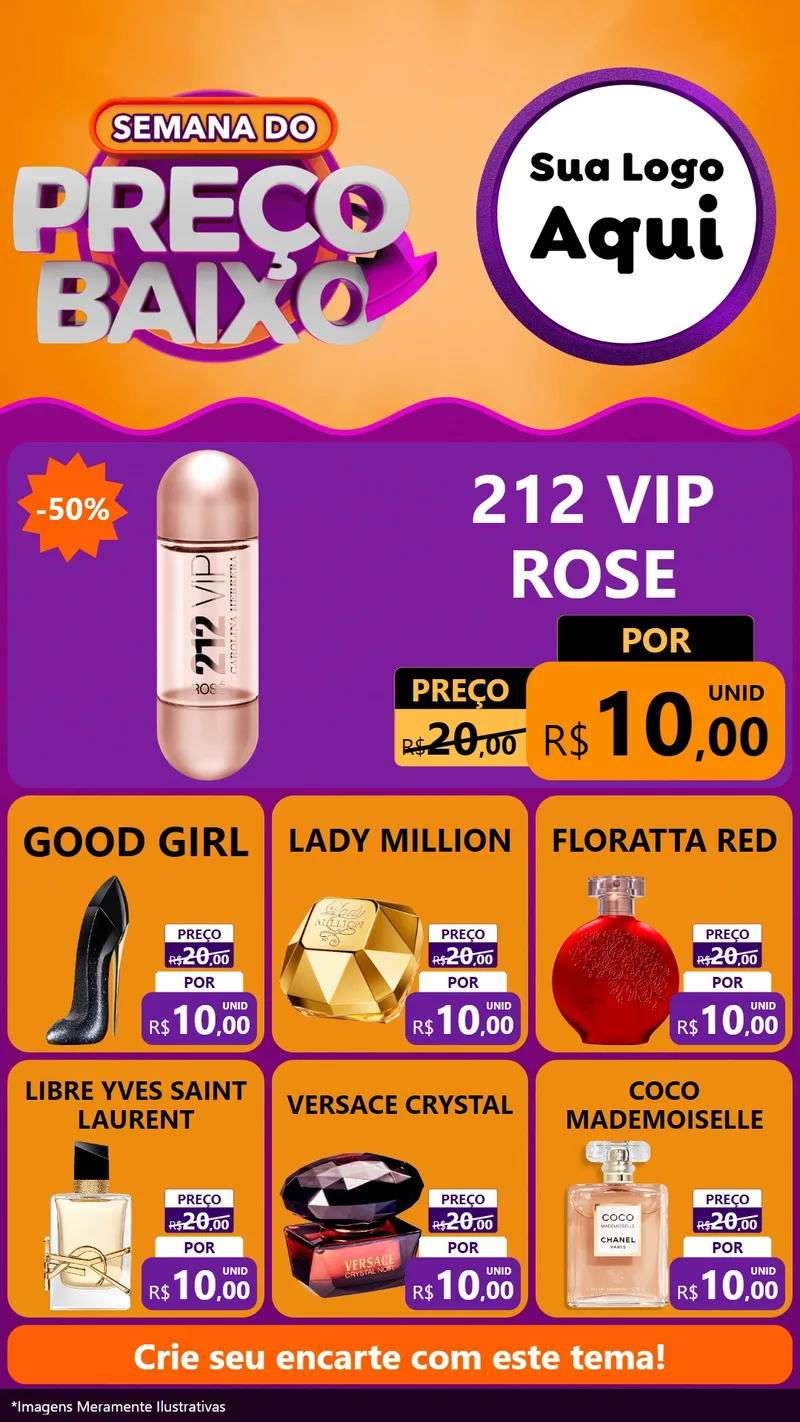 Modelo de Rede Social para Stories com o tema Semana do Preço Baixo para Perfumes