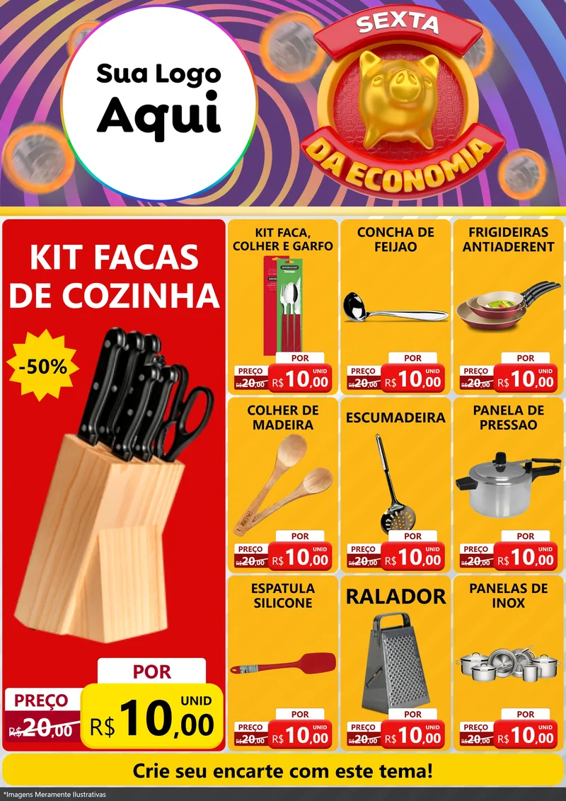 Modelo de Encarte para Encarte A4 Vertical com o tema Sexta da Economia para Utilidades Domésticas