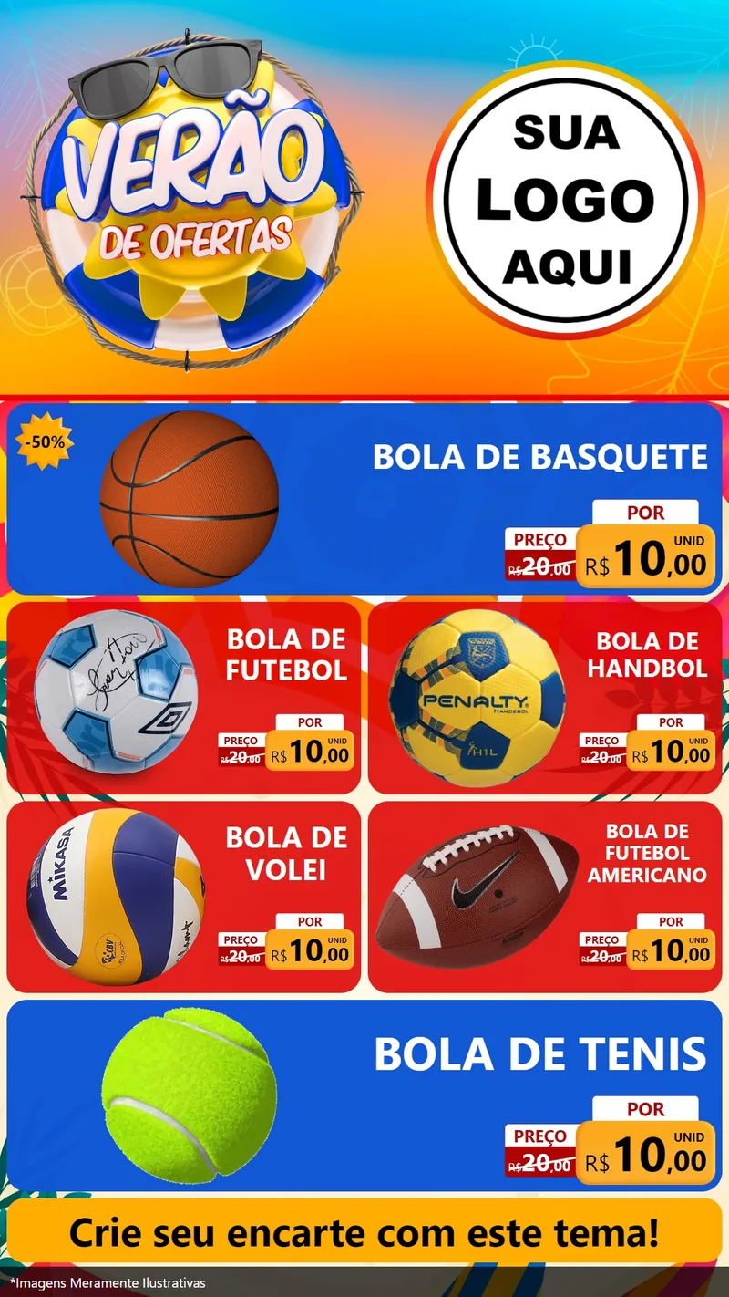 Modelo de TV para TV Vertical com o tema Verão de Ofertas para Artigos Esportivos